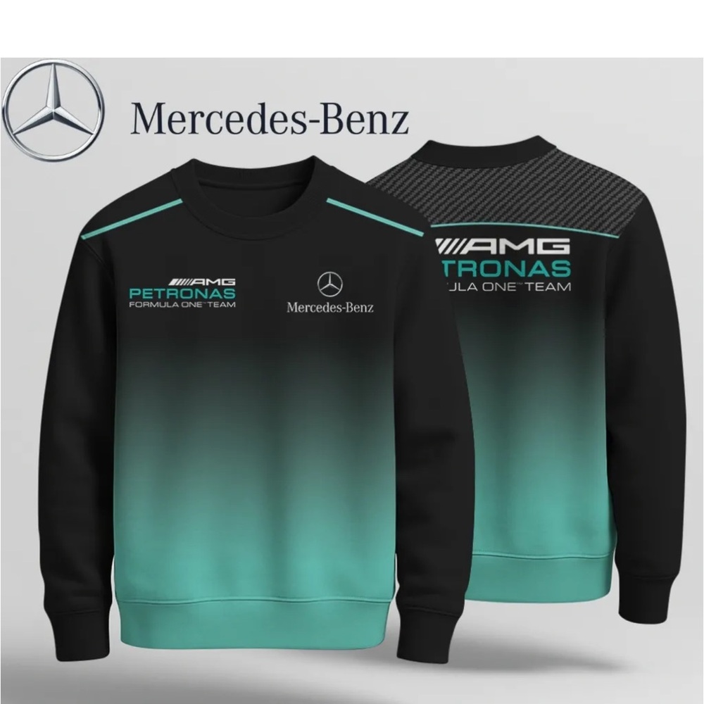 Mercedes-Benz Black and Green Crewneck Sweatshirt